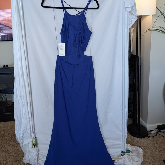 NWT Aidan by Aidan Mattox Cutout Gown – Royal Blue Crepe Evening Dress, Size 0 - Picture 5 of 5